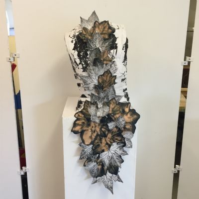 Imy Angeli (A2) 'Leaf Dress' Mod roc and printed fabric 